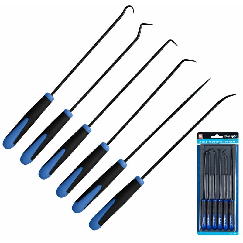 BlueSpot 6pc Long Reach Pick And Hook Probe Set o Ring Seal Remover Tool