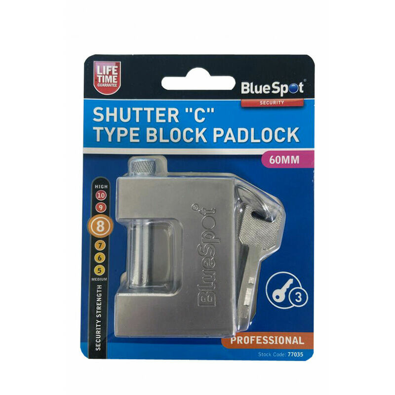 Bluespot - 77035 60mm Shutter 'C' Type Block Padlock