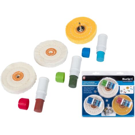 BlueSpot 7pc Metal Cleaning Polishing Buffing Wheel And Compound Kit For Drill