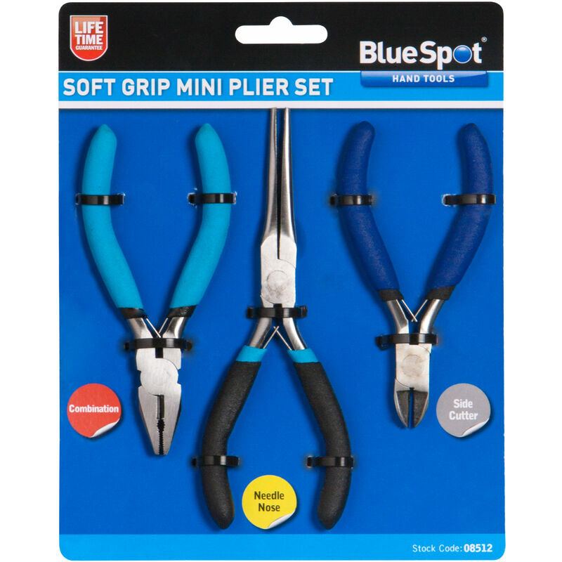 BlueSpot 08512 3 Piece Soft Grip Mini Plier Set