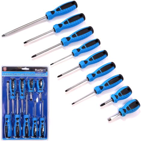 BlueSpot 9pc Magnetic Torx Pozi Hex Slotted Phillips Flat Screwdriver Set