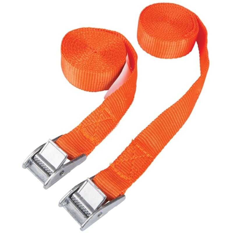 Cam Buckles Tie Down Straps 4 x 25mm 2.5 Metre RED endless