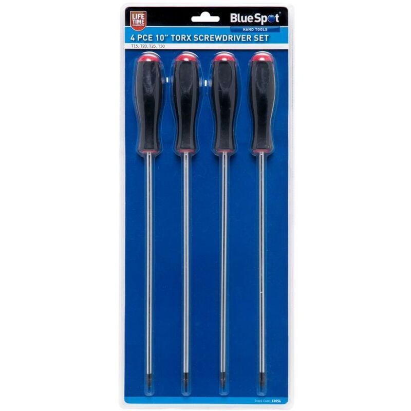 Blue Spot Tools - Bluespot Extra Long Torx Star Screwdrivers Set T15 T20 T25 T30 Magnetic Tip