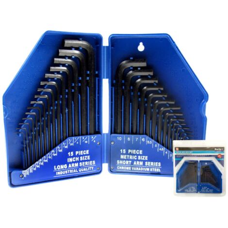 BlueSpot Metric & Imperial Hex Allen Key Long Set Kit Allan Alan Alen 30 Pce