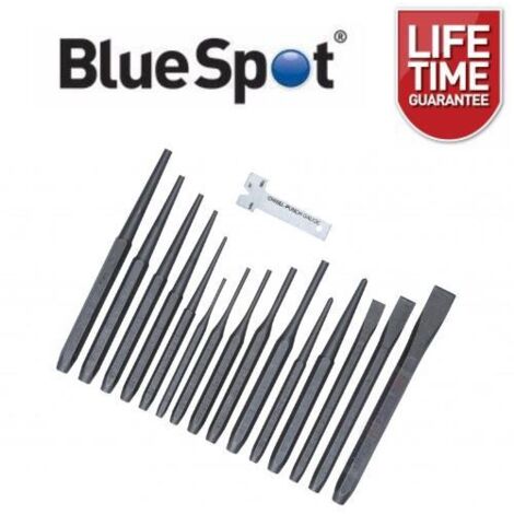Bluespot Punch & Chisel Set 16 Pc Cold Chisels Cente Pin Taper Parallel 22447