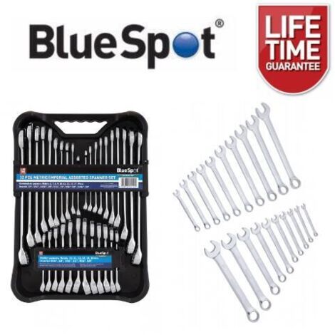 BLUESPOT SPANNER SET 32PC METRIC AF STUBBY COMBINATION OPEN RING WRENCH 04112