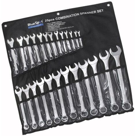 BLUESPOT SPANNER SET WRENCH 25PC METRIC STUBBY COMBINATION OPEN RING 04131