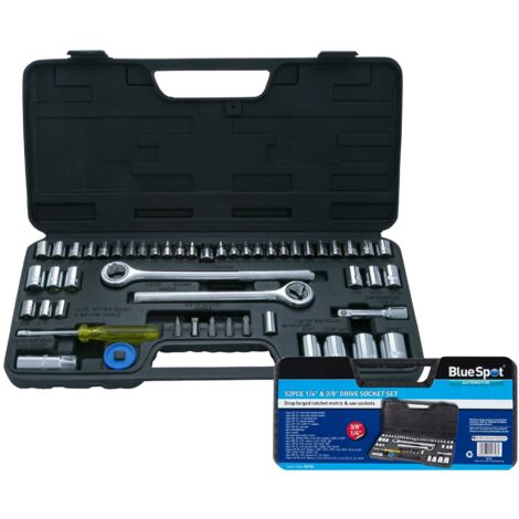 BlueSpot Tools 01746 Socket Set of 52 Metric & AF 1/4 3/8 & 1/2in Drive B/S01746