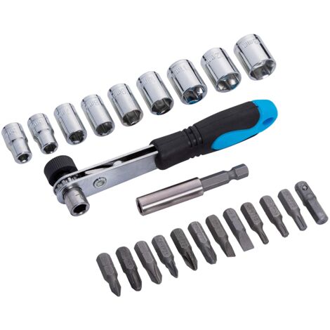 BlueSpot Tools 12624 23PCE - Set di chiavi a cricchetto e bussole