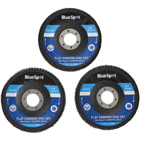 BlueSpot Tools 19642 Sanding Flap Disc Set 3 Piece 115mm (4.1/2in) B/S19642