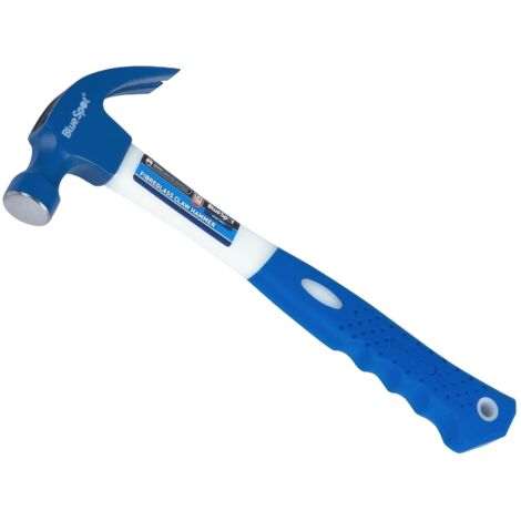 BlueSpot Tools 20oz Fibreglass Claw Hammer with Rubber Grip and Hardened Steel Head