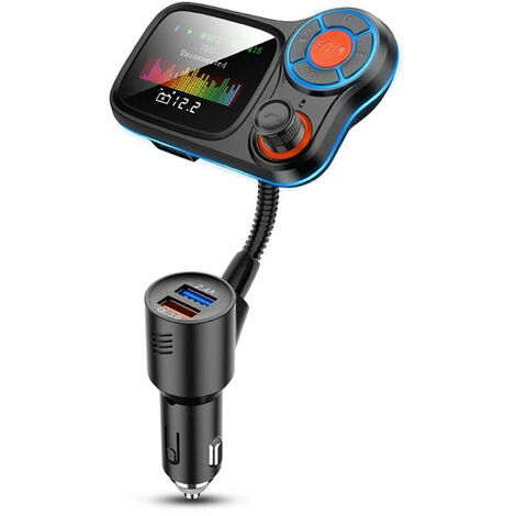 Bluetooth 5.0 1.77 Pantalla Inalámbrica Manos Libres Kit de Coche Adaptador de Radio con 2 Puertos USB Llamada Manos Libres