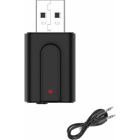 Bluetooth 5.0 Adapter 3-in-1 Wireless USB Transmitter and Receiver with 3.5mm Digital Audio Cable for TV/PC/Car Radio/Headphones/Computer/Tablet, 10M Range