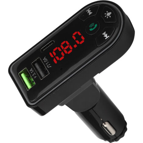 Bluetooth 5.0 FM-Transmitter für Autos mit LED-Display, MP3-Player und USB-Ladeanschluss