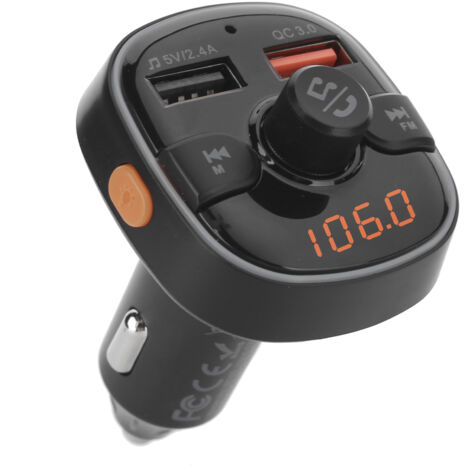 Bluetooth 5.0 FM-Transmitter mit zwei USB-Ladeanschlüssen, Freisprechfunktion für MP3-Player und farbenfroher RGB-Beleuchtung