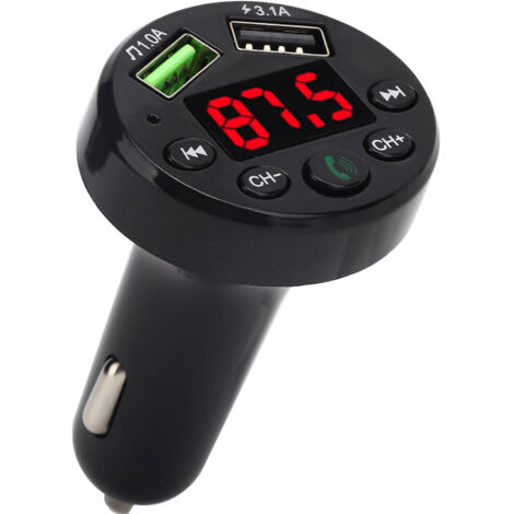 Bluetooth 5.0 Kfz-Adapter mit zwei Schnelllade-USB-Anschlüssen und MP3-Player