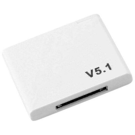 Bluetooth 5.1 Audio Receiver with 30-Pin Connector, A2DP Adapter for Wireless Music Playback, White