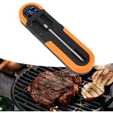 Bluetooth-Fleischthermometer mit intelligentem Alarmtimer, IP66, magnetisch, 500-mAh-Akku für Grill, BBQ, Backofen