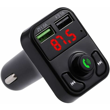 Bluetooth FM Transmitter for Car Latest Auto Connect, Wireless Radio Car Receiver Adapter Bluetooth Kit with Hands-Free Calling, USB Charger 5V/3.1A and 1A, Support SD Card, USB Disk (Black)