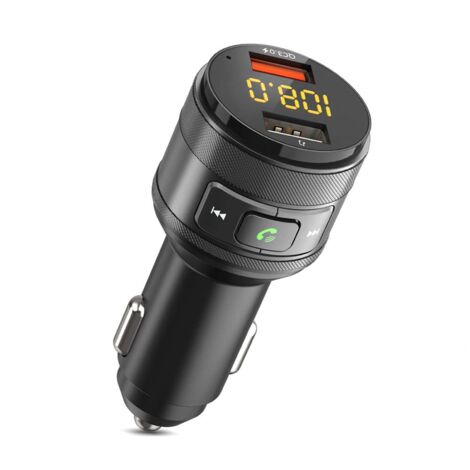 Bluetooth-FM-Transmitter fürs Auto – JINFGERNE – QC3.0 Schnellladefunktion, Freisprechfunktion, zwei USB-Anschlüsse, Stereoklang