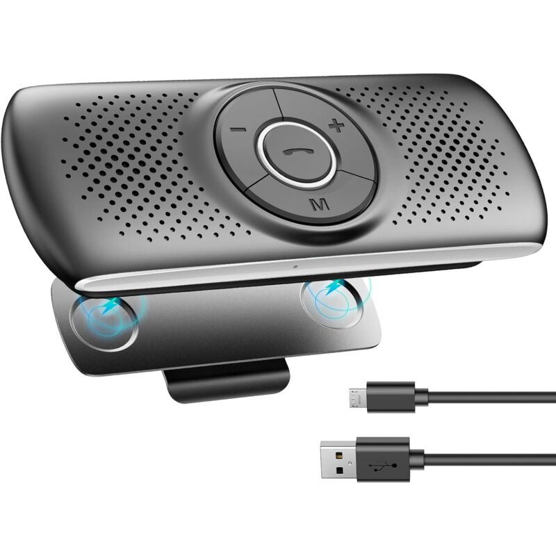 Bluetooth Hands-Free Car Kit Built-in Microphone Speaker with Clip Support GPS Music Slot TF Card Auto Reconnection,2.4 GHz-2.48 GHz