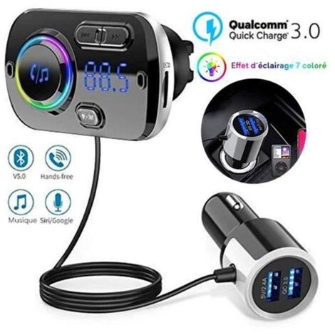 Bluetooth pour voiture Chargement rapide QC3.0 Deux ports USB Large gamme de compatibilité