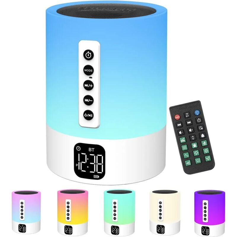 Image of Bluetooth Speaker Alarm Clock Bedside Lamp with White Noise Machine, Multifunctional White Noise Baby Bluetooth Speaker Night Light Luminous Alarm