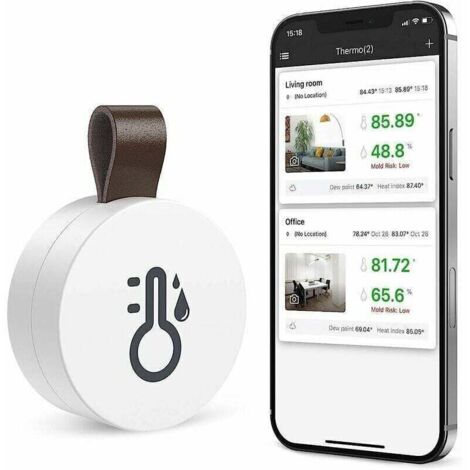 Bluetooth thermometer hygrometer, mini wireless indoor thermo-hygrometer with data export function, compatible with iOS and Android for wine cellars, living rooms, baby rooms, and homes.