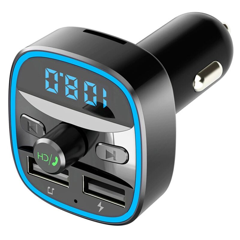 2 PCS Bluetooth Voiture, Transmetteur FM Lecteur MP3 Adaptateur Radio sans Fil Kit, Émetteur FM Voiture Chargeur pour Appel Mains Libres avec 2 USB