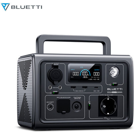 BLUETTI EB3A Stromerzeuger 268Wh Tragbare Powerstation LiFePO4 Batterie-Backup mit 600W(1200W Peak)AC-Ausgang, Aufladung von 0-80 % in 30 Minuten für Outdoor Camping