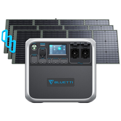 BLUETTI Kit de Groupe Electrogène 2000W/2000Wh AC200P avec 3pcs PV120 Panneaux Solaires Monocristallins de 120W chacun, Générateur Portable Ecologique Génerateur Solaire pour camping/maison/randonnée