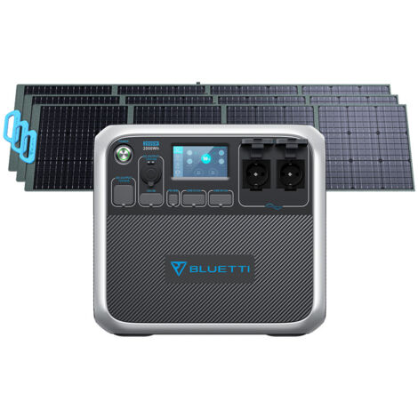 BLUETTI Kit de Groupe Electrogène 2000W/2000Wh AC200P génerateur solaire Groupe électrogène portable avec 3xSP200 Panneaux Solaires monocristallins de 200W chacun