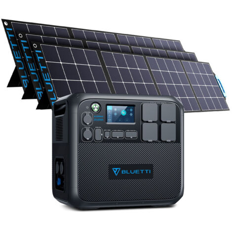 BLUETTI kit de Groupe Electrogène 2200W/2048Wh AC200MAX avec 3pcs 200W Panneaux Solaires PV200, Génerateur solaire Station energie