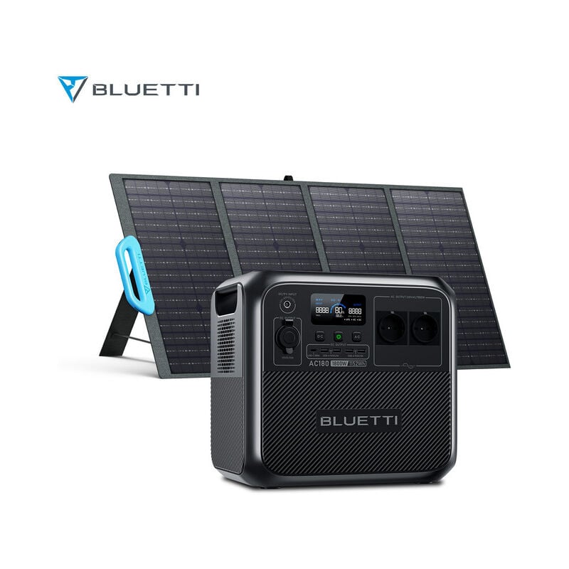Bluetti - Kit générateur solaire 1800W/1152Wh AC180 avec 1pcs PV120 120W panneau solaire, Générateur électrique avec 2 Sorties ca 1800W (2700W