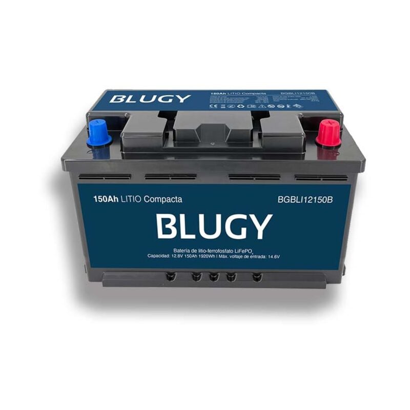 Batterie lithium Blugy 12,8V 150Ah – Légère, Bluetooth, IP65, 3500 cycles, haute sécurité, idéale pour véhicules et bateaux de loisirs