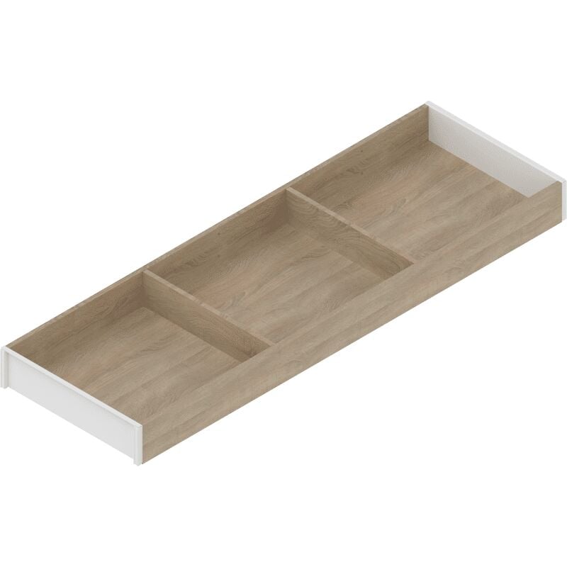 Ambia Line Schubladeneinsatz breit mit 2 Querteiler - Schubkasteneinsatz NL650mm, B200mm, Bardolino Eiche - Blum