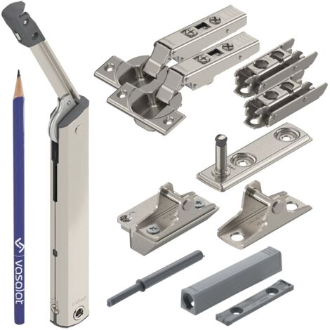 Blum Aventos HK-XS 20K1301T Kraftspeicher Set 12-tlg., Klappenbeschlag mit Tip On und Clip Top Scharniere für Holz- und Alufronten