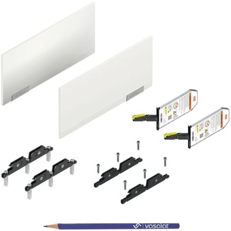 Blum Aventos HKi mit Blumotion teilintegriert, Kraftspeicher 24K2500 SET - Klappenbeschlag mit Montagezubehör und Abdeckkappen in Weiß + vasalat Bleistift, 5-teilig