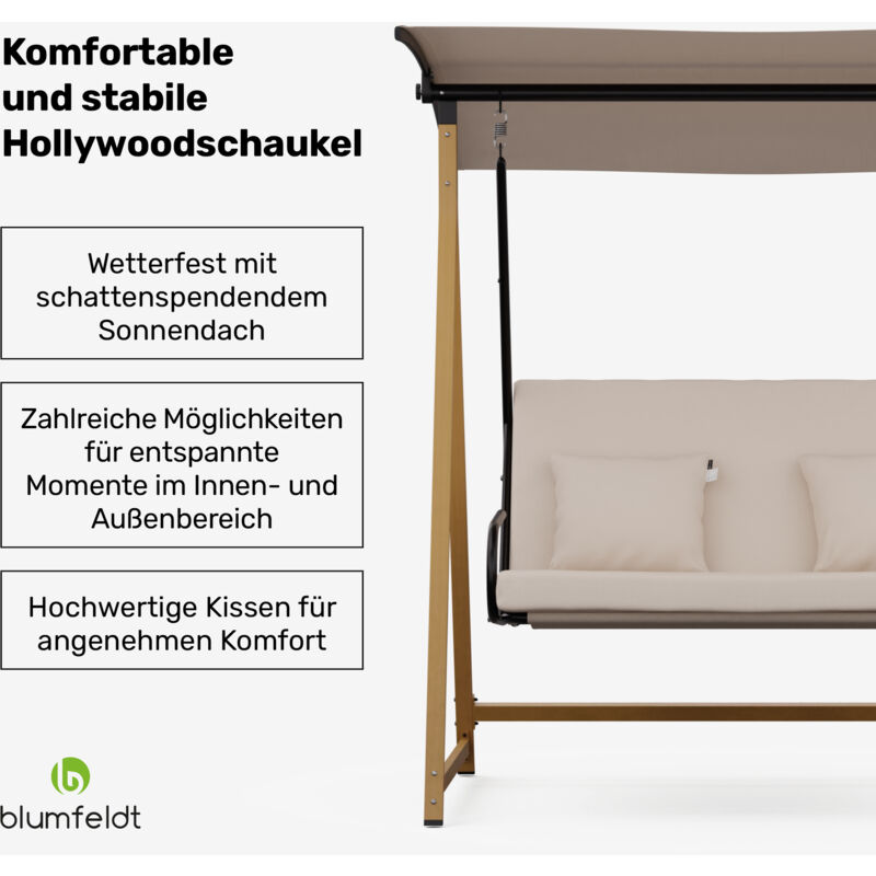 Blumfeldt Hängesessel Für Zwei - Gartenmöbel Mit Anpassbarem Verdeck, Verstellbaren Sitzpositionen, Dickem Polster - Hochbelastbar Bis 160 Kg, Robuste,