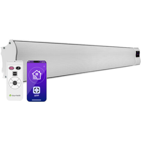 Blum – Chauffage infrarouge 3000W – Télécommande, WiFi, minuteur – IP44 pour extérieur – Chaleur instantanée, angle d'inclinaison réglable