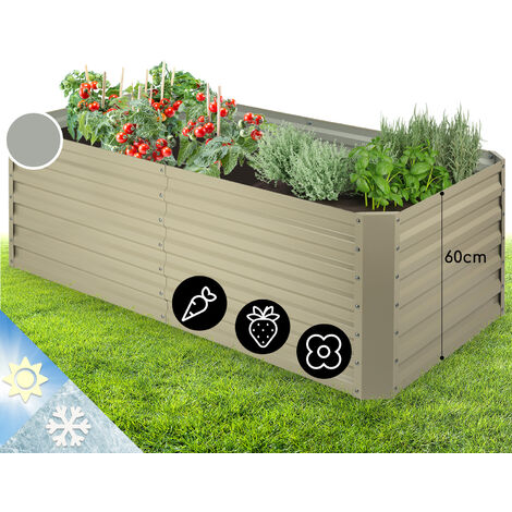 Blum High Grow Straight Raised Flower Bed Raised Planter 180x60x90cm 970l Steel Galvanized Beige - Beige