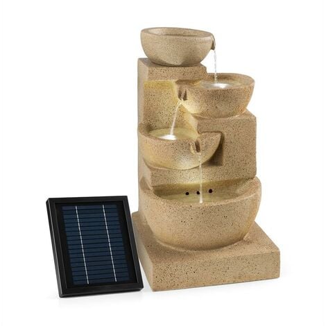 Blumfeldt Korinth Zierbrunnen Gartenbrunnen 3W Solar LED Sandsteinoptik - Braun