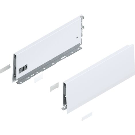 Blum MERIVOBOX Zarge, Höhe K (129 mm), NL=350 mm, l/r inkl. Abdeckk., seidenweiß