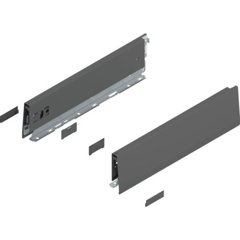 Blum MERIVOBOX Zarge,  Höhe M (91 mm),  NL=350 mm,  l/r inkl. Abdeckk.,  oriongrau