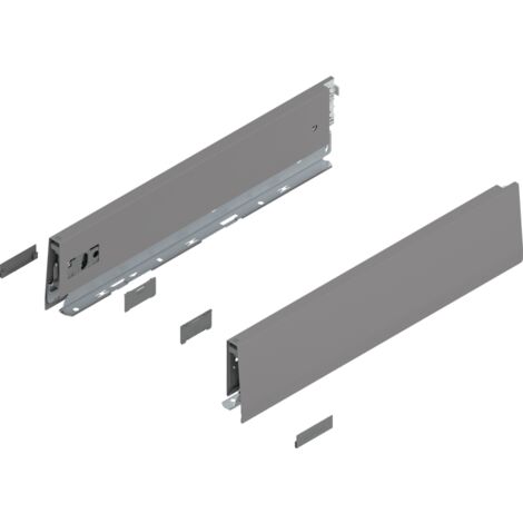 Blum MERIVOBOX Zarge,  Höhe M (91 mm),  NL=400 mm,  l/r inkl. Abdeckk.,  indiumgrau