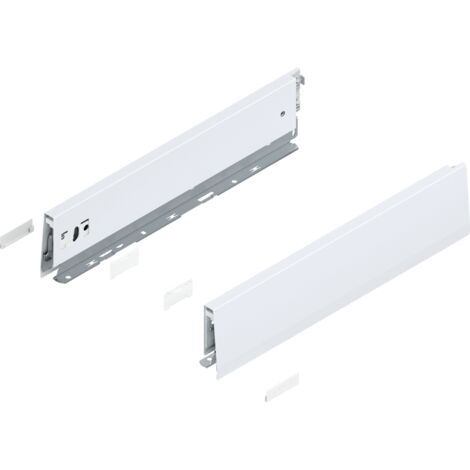 Blum MERIVOBOX Zarge,  Höhe M (91 mm),  NL=400 mm,  l/r inkl. Abdeckk.,  seidenweiß