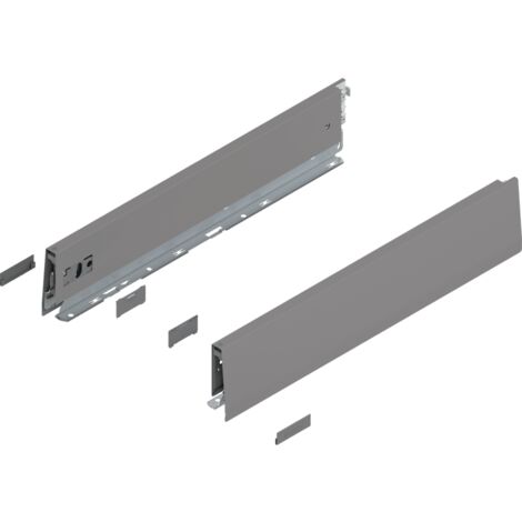 Blum MERIVOBOX Zarge, Höhe M (91 mm), NL=450 mm, l/r inkl. Abdeckk., indiumgrau