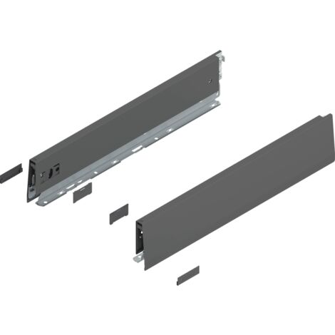 Blum MERIVOBOX Zarge,  Höhe M (91 mm),  NL=450 mm,  l/r inkl. Abdeckk.,  oriongrau