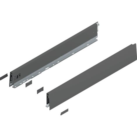 Blum MERIVOBOX Zarge,  Höhe M (91 mm),  NL=600 mm,  l/r inkl. Abdeckk.,  oriongrau