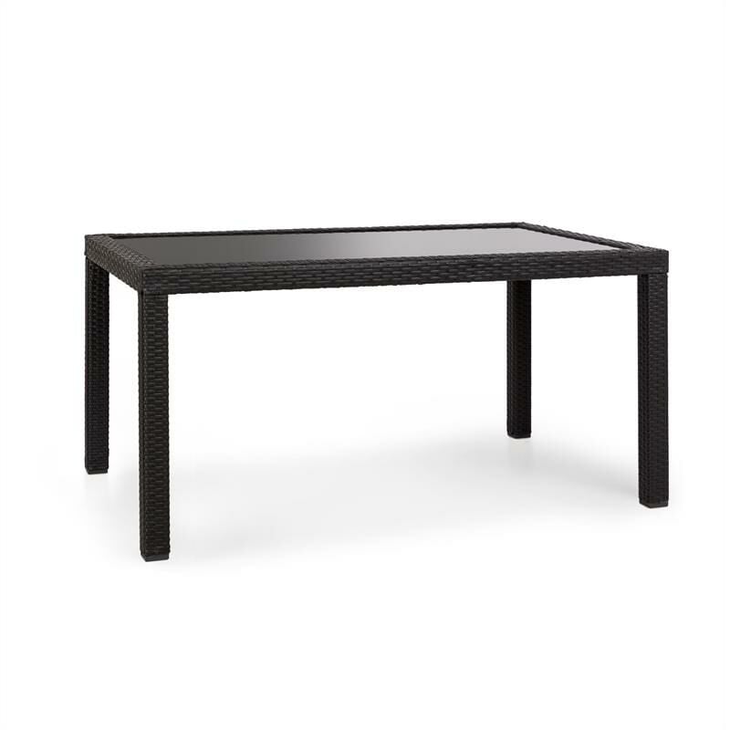Peniche Table de jardin 150 x 90 cm polyrotin aluminium & verre noir - Blumfeldt